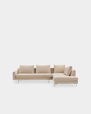 Edge V2 L Shape Sofa with Chrome Legs - Right Facing Chaise - Light Brown-Zest 02
