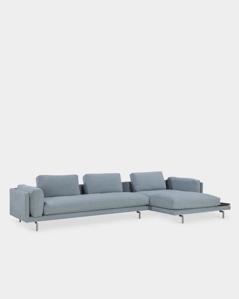 Levanto L Shape Sofa with Wooden Tray - Right Facing Chaise - Sea Mist-Cifrado 0741