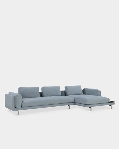 Levanto L Shape Sofa with Wooden Tray - Right Facing Chaise - Sea Mist-Cifrado 0741
