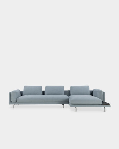 Levanto L Shape Sofa with Wooden Tray - Right Facing Chaise - Sea Mist-Cifrado 0741
