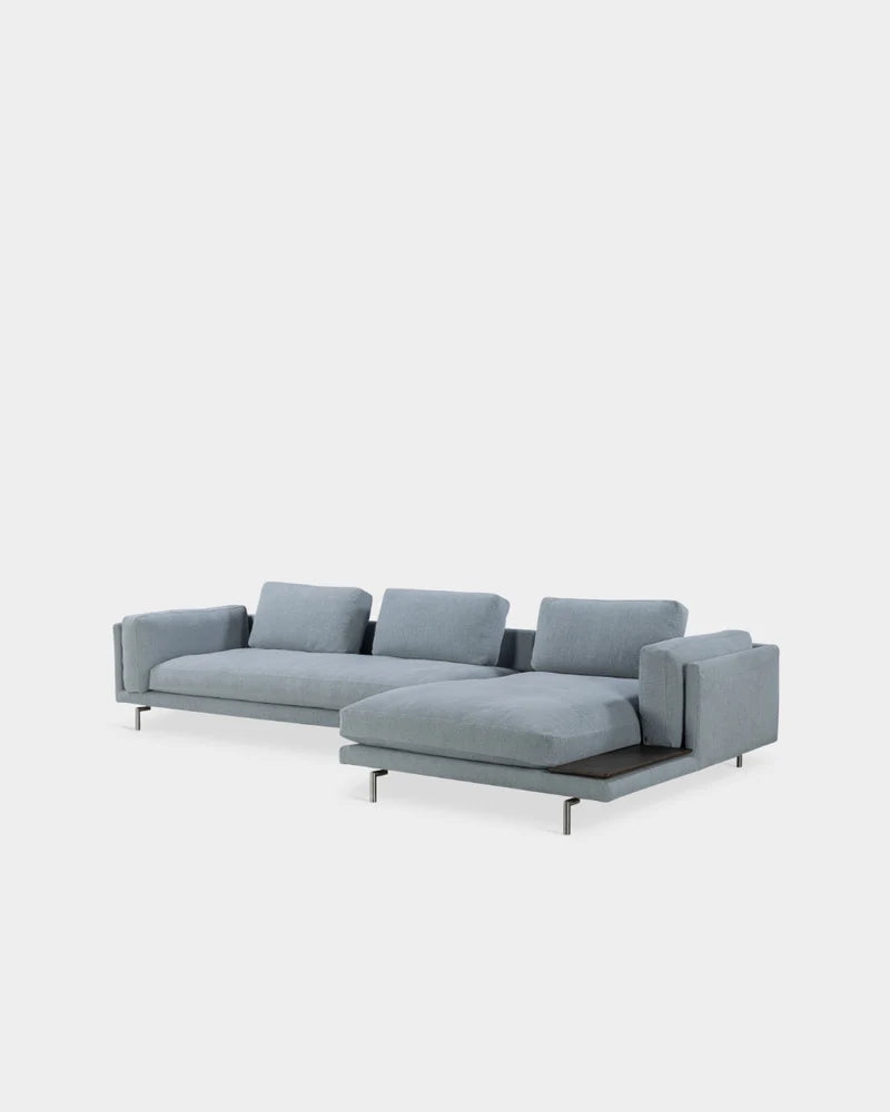 Levanto L Shape Sofa with Wooden Tray - Right Facing Chaise - Sea Mist-Cifrado 0741