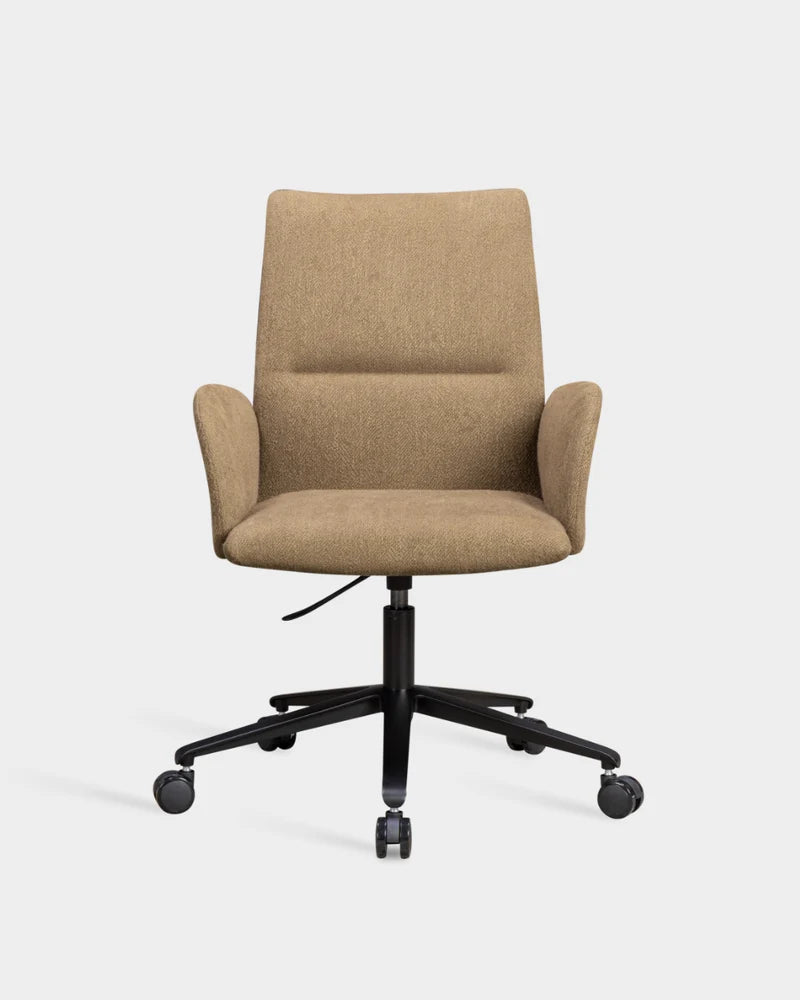 Ori Swivel High Back Armrest Chair on Castors - Sand-Keiga 0252
