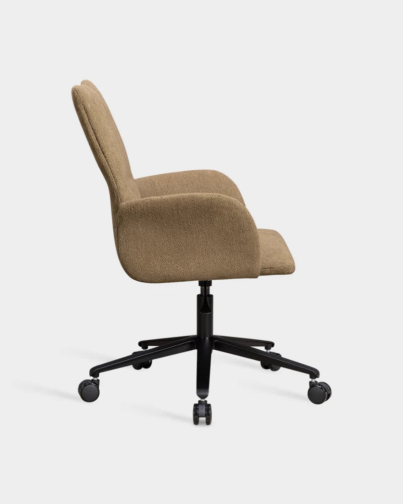 Ori Swivel High Back Armrest Chair on Castors - Sand-Keiga 0252