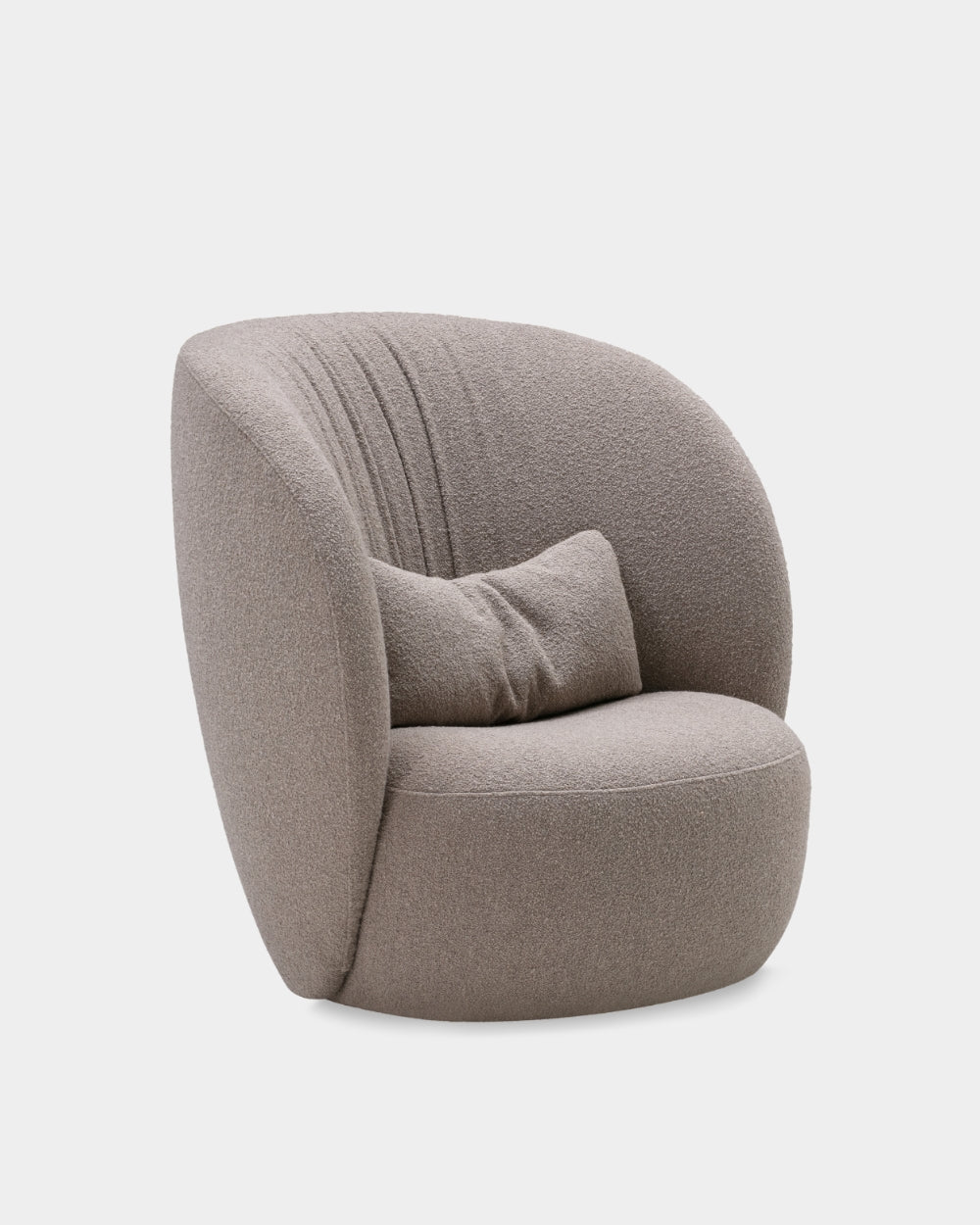 Ovata High Back Lounge Chair - Light Brown Boucle-Cuddle 04