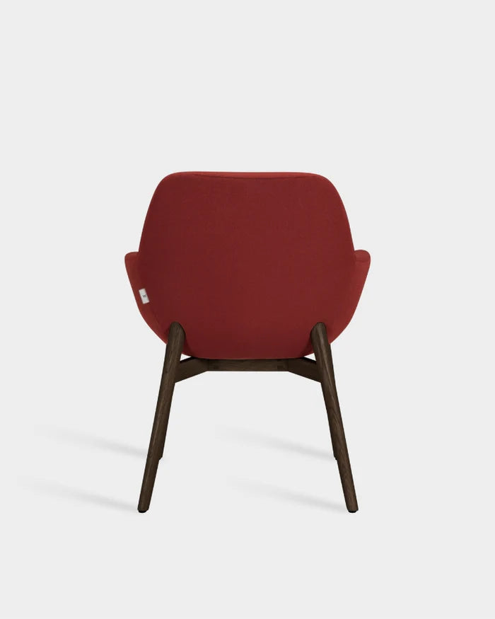 Sinum Arm Chair with Wooden Base - Dark Brown Oak - Burgundy-Vidar 0582