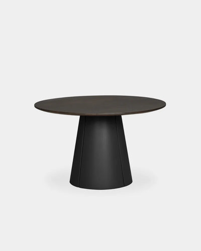 Trim Round Dining Table - 1200mm - Dark Brown Oak with Power Plug