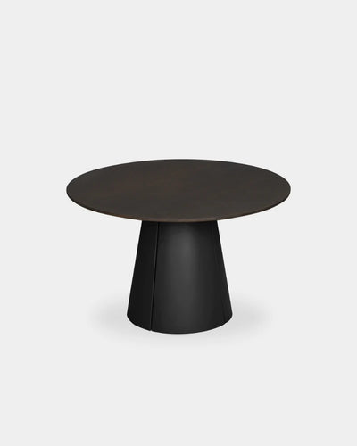 Trim Round Dining Table - 1200mm - Dark Brown Oak with Power Plug